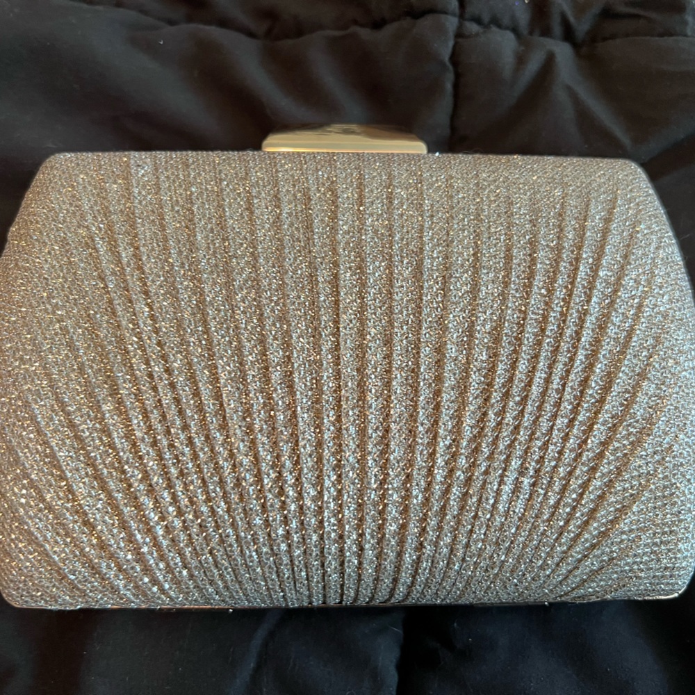 Champagne / gold / glitter clutch that can be a crossbody